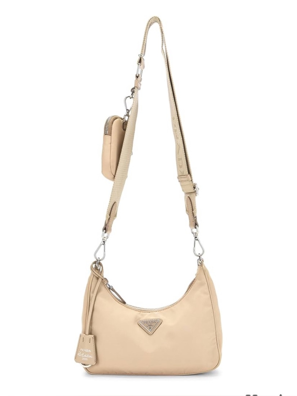 Prada Re-Nylon Shoulder Bag with Chain and Pouch